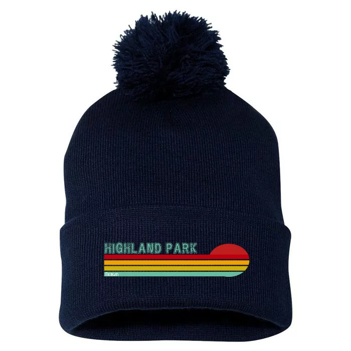 Highland Park Michigan Pom Pom 12in Knit Beanie