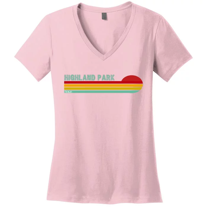 Highland Park Michigan Women's V-Neck T-Shirt