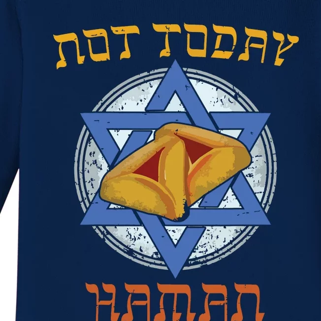 Happy Purim Not Today Haman Jew Holiday Hamantaschen Baby Long Sleeve Bodysuit