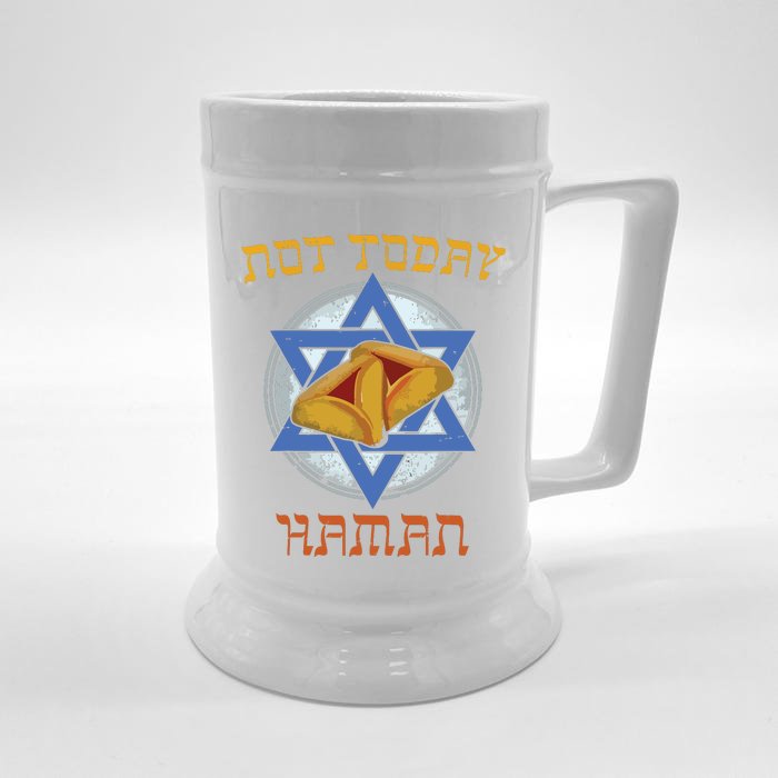 Happy Purim Not Today Haman Jew Holiday Hamantaschen Front & Back Beer Stein