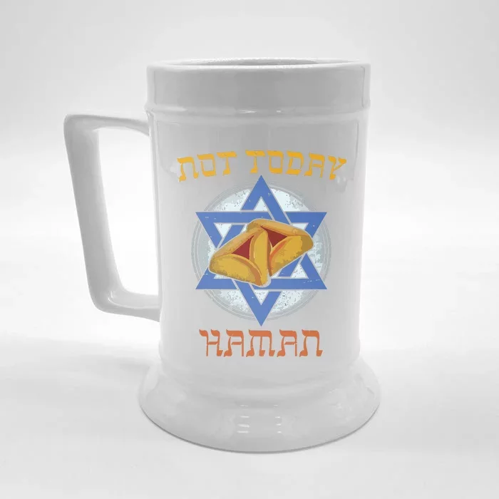 Happy Purim Not Today Haman Jew Holiday Hamantaschen Front & Back Beer Stein