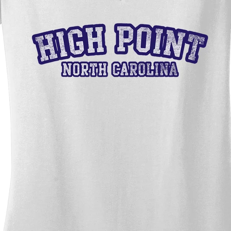 High Point North Carolina Athletic Text Sport Style Women's V-Neck T-Shirt