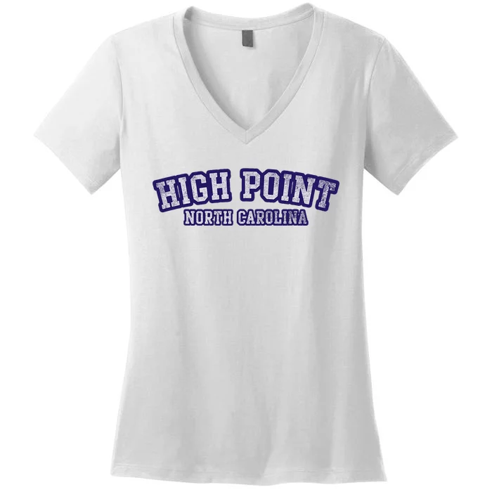 High Point North Carolina Athletic Text Sport Style Women's V-Neck T-Shirt