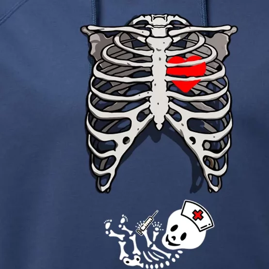 Halloween Pregnancy Nurse Skeleton Dad Mom Costume Cool Gift Performance Fleece Hoodie