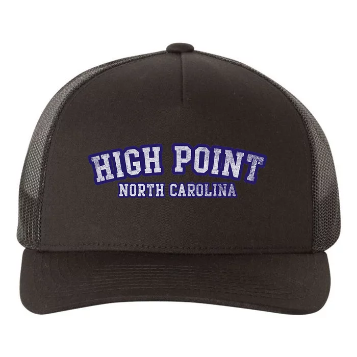 High Point North Carolina Athletic Text Sport Style Yupoong Adult 5-Panel Trucker Hat