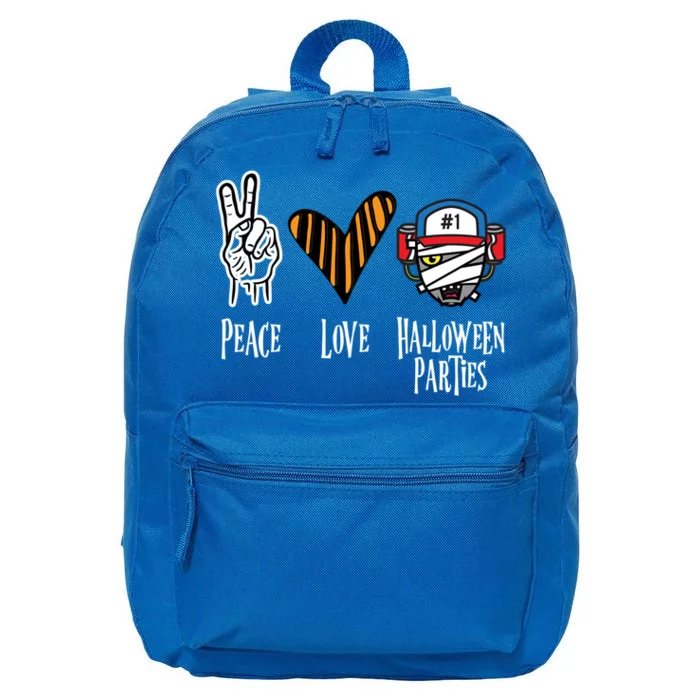 Halloween Party Outfit Peace Love Halloween Great Gift 16 in Basic Backpack