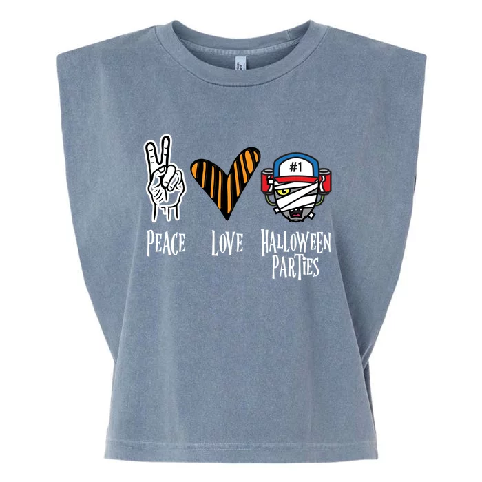 Halloween Party Outfit Peace Love Halloween Great Gift Garment-Dyed Women's Muscle Tee