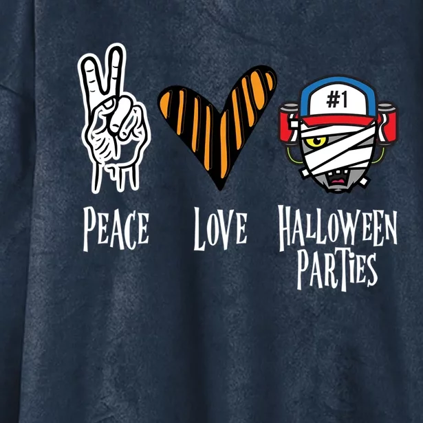 Halloween Party Outfit Peace Love Halloween Great Gift Hooded Wearable Blanket