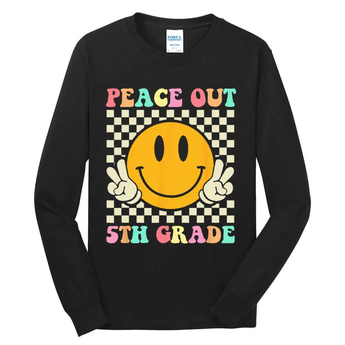 Hippie Peace Out 5th Grade Teacher Last Day Of School Tall Long Sleeve T-Shirt