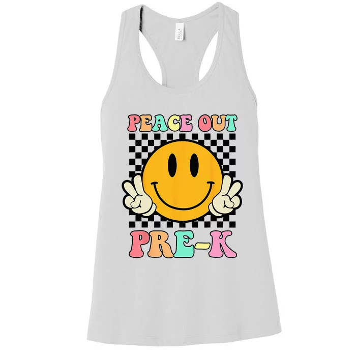 Hippie Peace Out PreK Teacher Last Day Of School Women's Racerback Tank