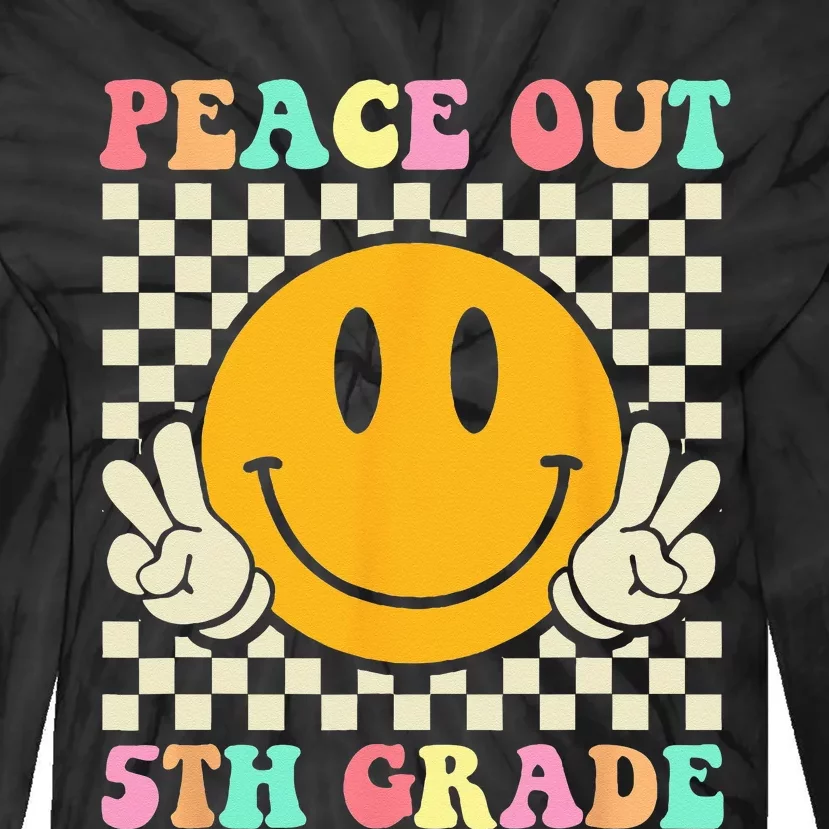 Hippie Peace Out 5th Grade Teacher Last Day Of School Tie-Dye Long Sleeve Shirt