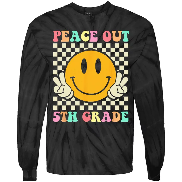 Hippie Peace Out 5th Grade Teacher Last Day Of School Tie-Dye Long Sleeve Shirt