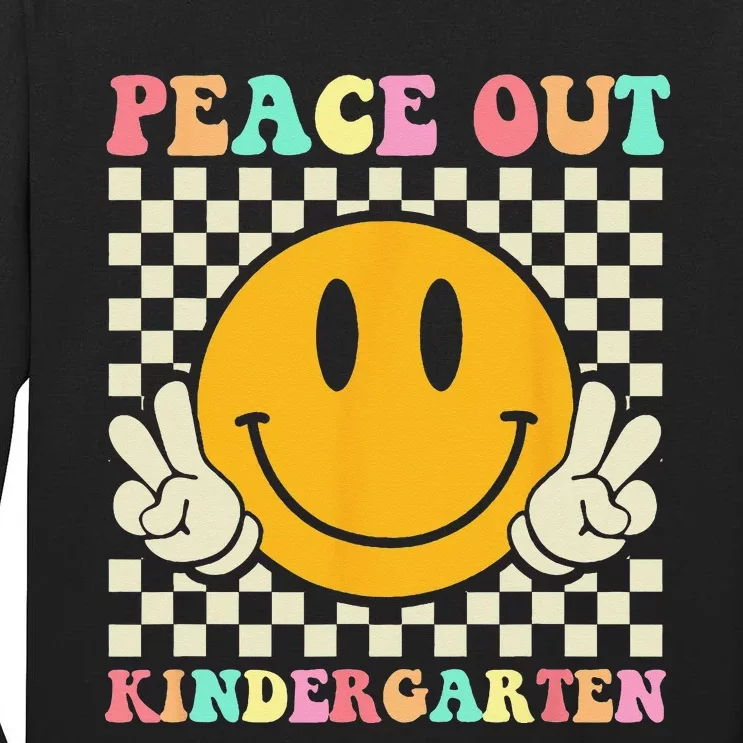 Hippie Peace Out Kindergarten Teacher Last Day Of School Tall Long Sleeve T-Shirt