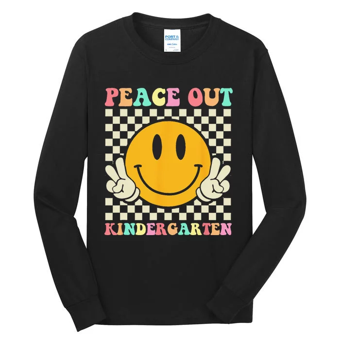 Hippie Peace Out Kindergarten Teacher Last Day Of School Tall Long Sleeve T-Shirt