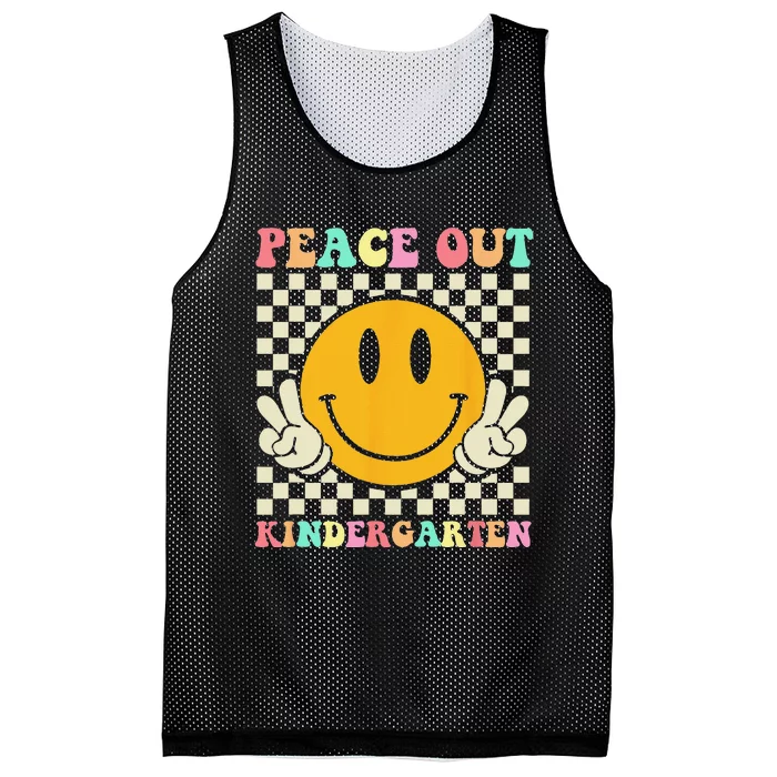 Hippie Peace Out Kindergarten Teacher Last Day Of School Mesh Reversible Basketball Jersey Tank