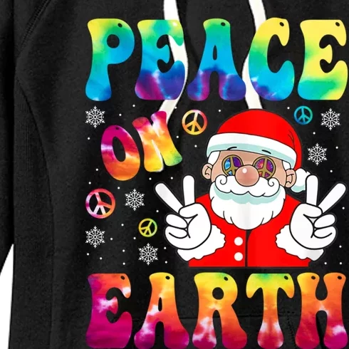 Hippie Peace On Earth Boho Christmas Santa Claus Pajamas Funny Gift Women's Fleece Hoodie