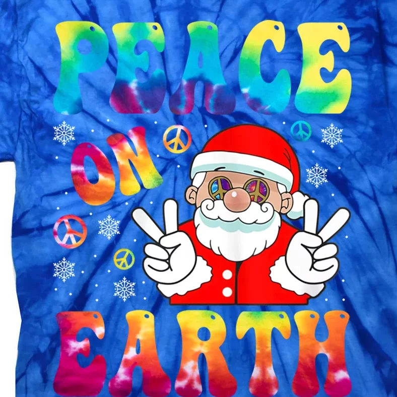 Hippie Peace On Earth Boho Christmas Santa Claus Pajamas Funny Gift Tie-Dye T-Shirt