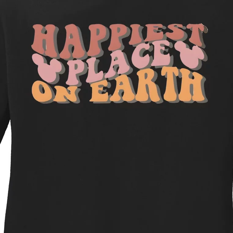 Happiest Place On Earth Dizni Aesthetic Family Vacation Trip Matching Family Ladies Long Sleeve Shirt