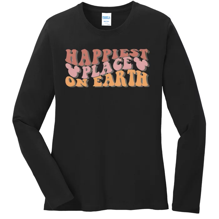 Happiest Place On Earth Dizni Aesthetic Family Vacation Trip Matching Family Ladies Long Sleeve Shirt