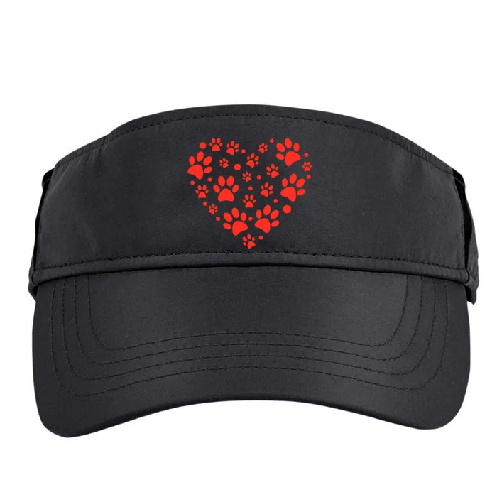 Heart Paw Print Valentines Cute Dog Love Doggie Puppy Lover Adult Drive Performance Visor