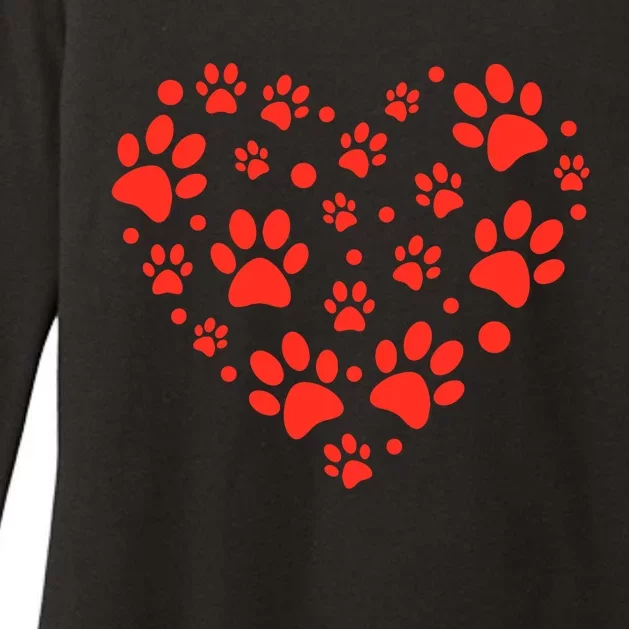 Heart Paw Print Valentines Cute Dog Love Doggie Puppy Lover Womens CVC Long Sleeve Shirt