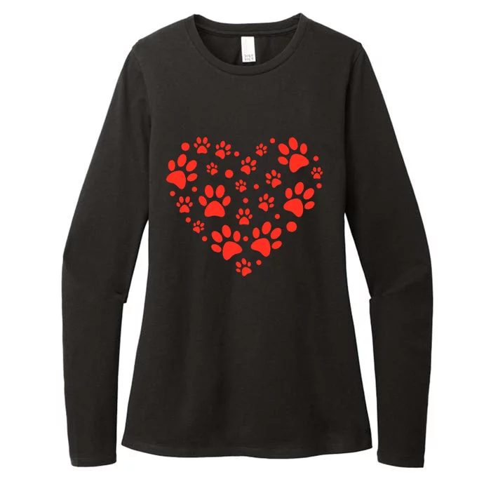 Heart Paw Print Valentines Cute Dog Love Doggie Puppy Lover Womens CVC Long Sleeve Shirt