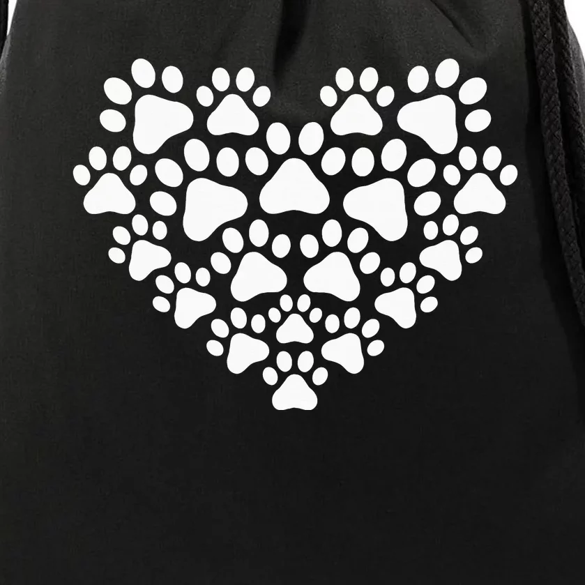 Heart Paw Print Dog Cat Mom happy Mother's Day Drawstring Bag