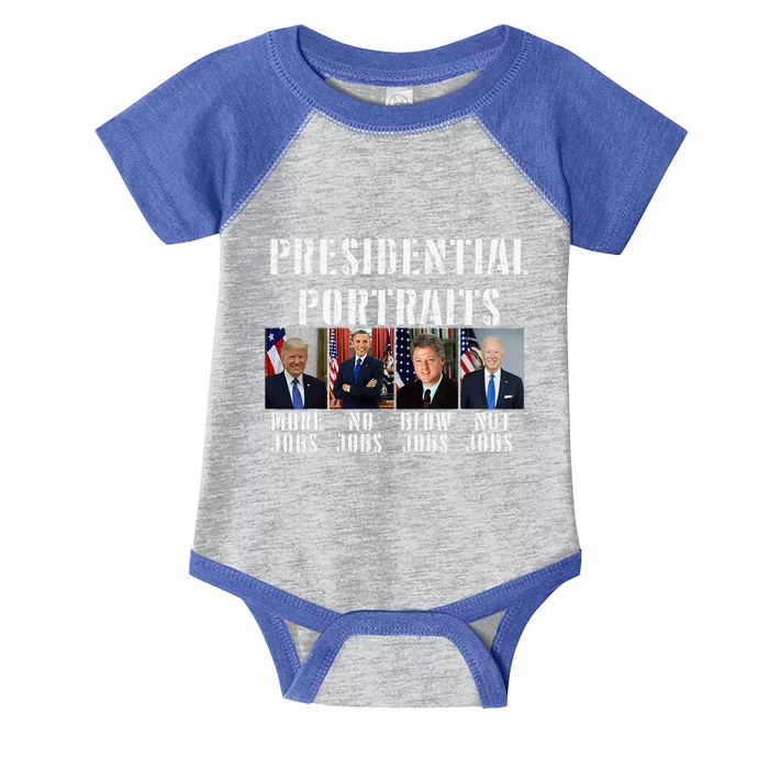 Humor Presidential Portraits Trump Obama Biden Clinton Infant Baby Jersey Bodysuit