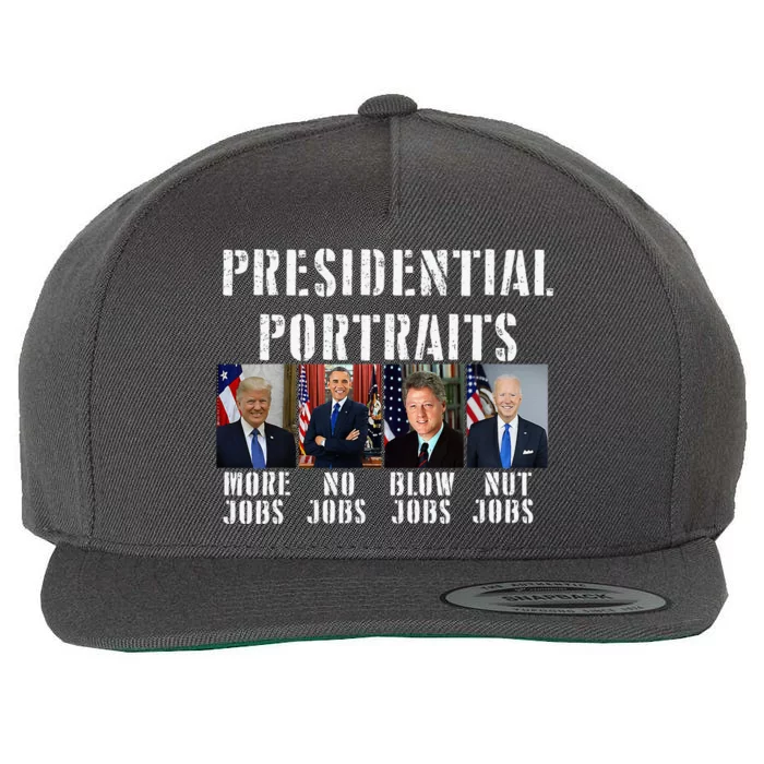 Humor Presidential Portraits Trump Obama Biden Clinton Wool Snapback Cap