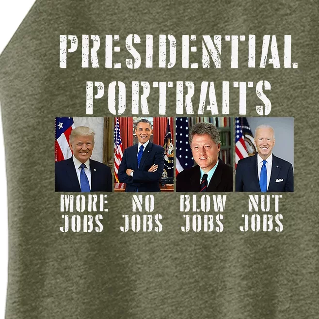 Humor Presidential Portraits Trump Obama Biden Clinton Women’s Perfect Tri Rocker Tank