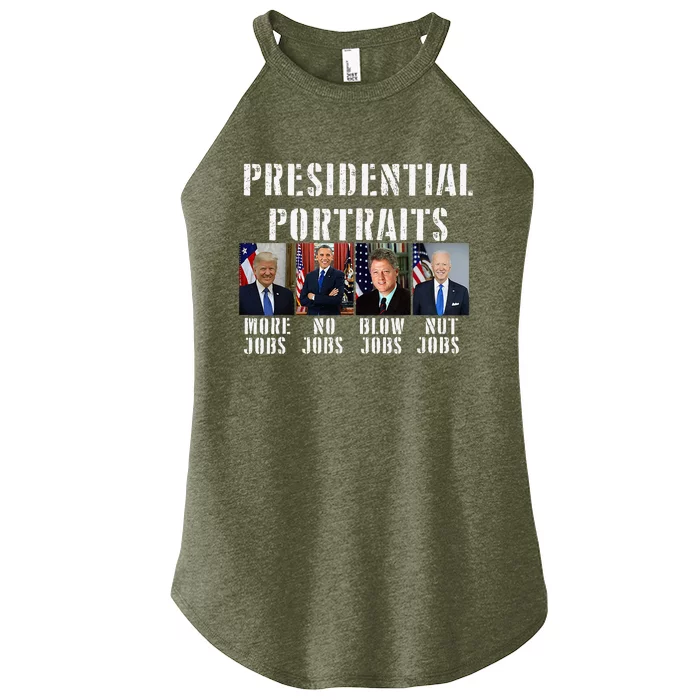 Humor Presidential Portraits Trump Obama Biden Clinton Women’s Perfect Tri Rocker Tank