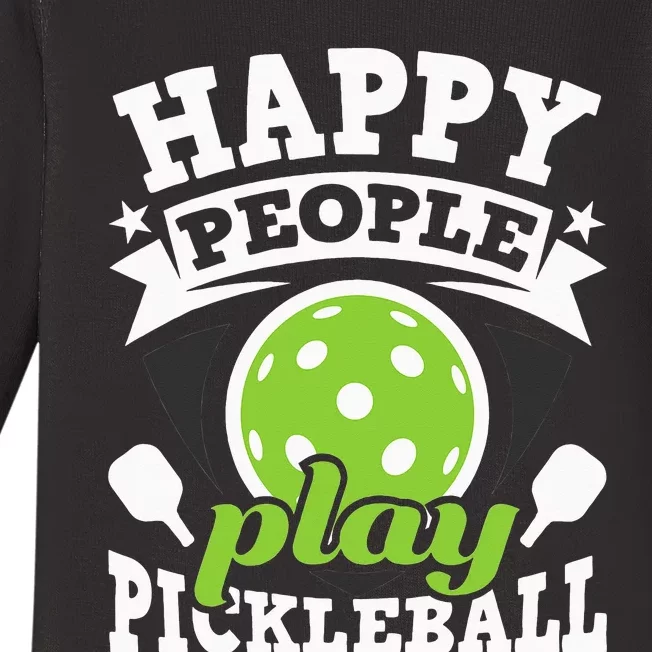 Happy People Play Pickleball Funny Sports Baby Long Sleeve Bodysuit