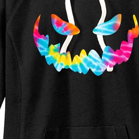 Halloween Pumpkin Pink Yellow Blue Tie Dye Face Women's Fleece Hoodie