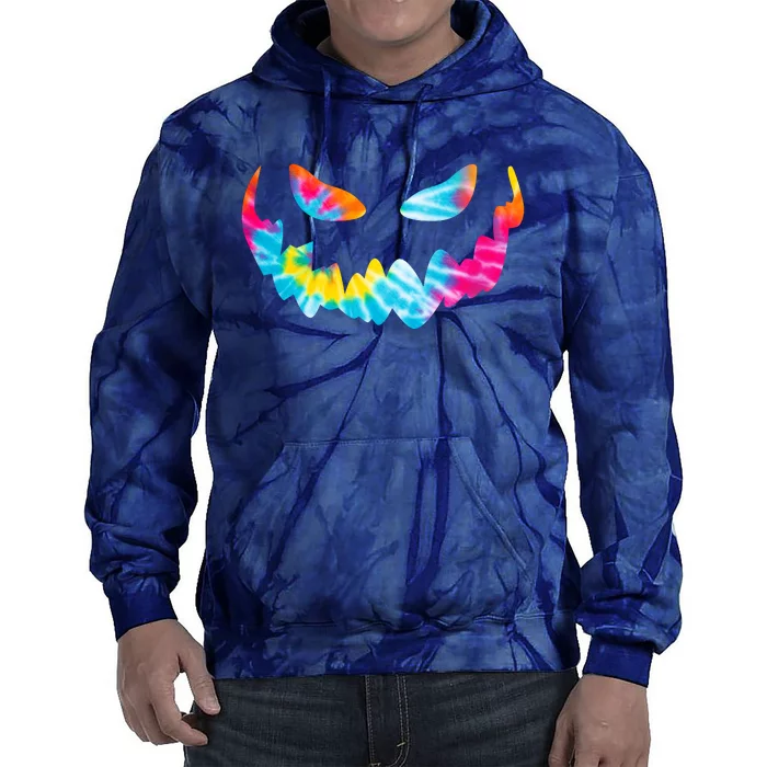 Halloween Pumpkin Pink Yellow Blue Tie Dye Face Tie Dye Hoodie