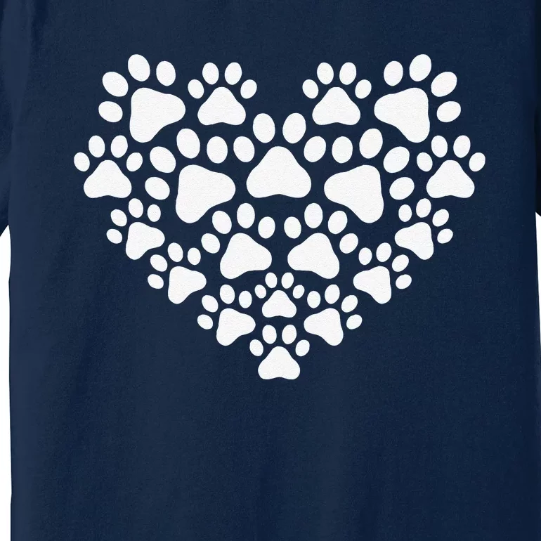 Heart Paw Print Dog & Cat Mom & Dad Mothers Day Fathers Day Premium T-Shirt