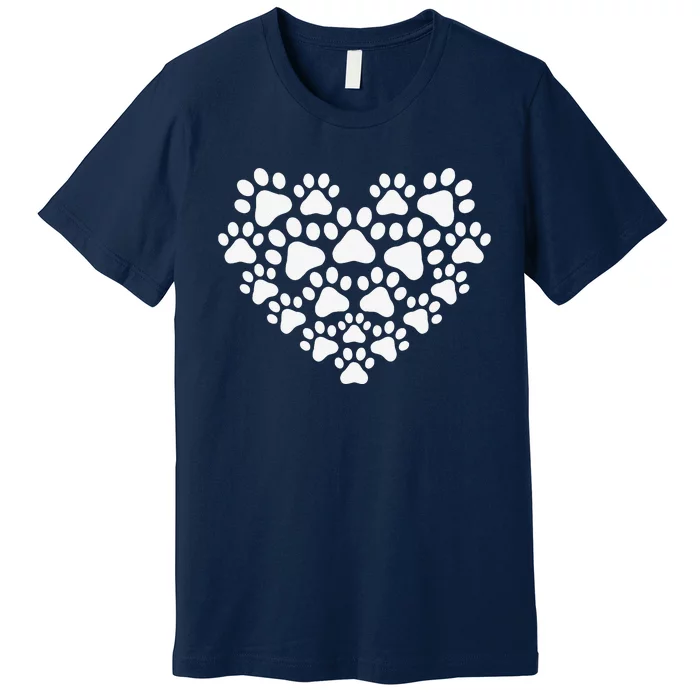 Heart Paw Print Dog & Cat Mom & Dad Mothers Day Fathers Day Premium T-Shirt