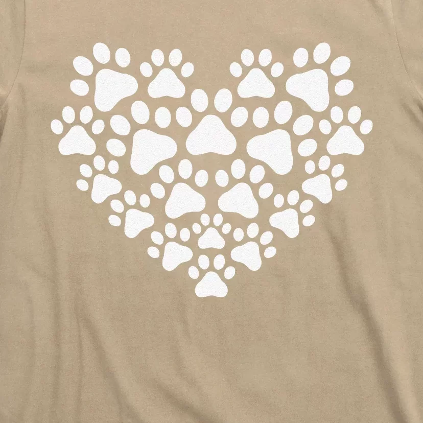 Heart Paw Print Dog & Cat Mom & Dad Mothers Day Fathers Day T-Shirt