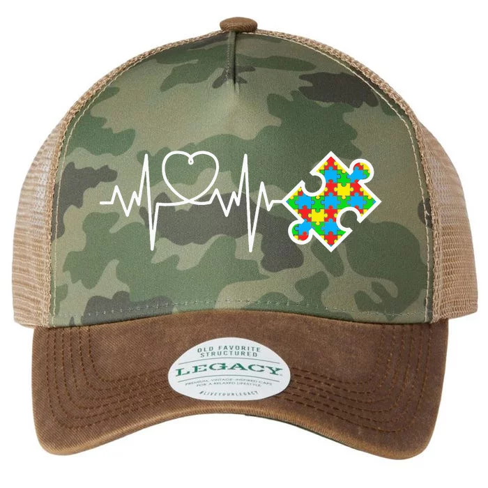 Heart Puzzle Piece Heartbeat Autism Awareness Legacy Tie Dye Trucker Hat