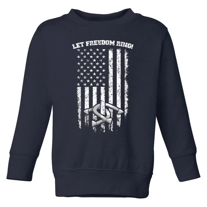 Horseshoes Pitching Patriotic Distressed American Flag Gift Toddler Sweatshirt