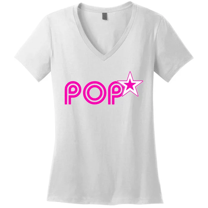 Hot Pink Pop Star IM A Famous Teen Idol Pop Music Star Women's V-Neck T-Shirt