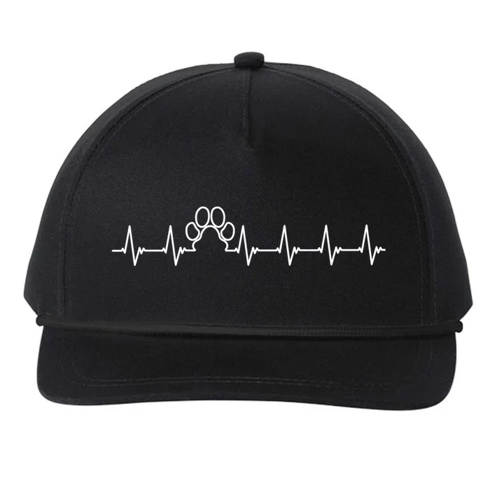 Heartbeat Paw Print Gift Dog Cat Lover Rescue Fur Pet Family Gift Snapback Five-Panel Rope Hat