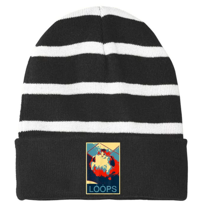 Hope Poster Parody Loops Cat Meme Striped Beanie with Solid Band