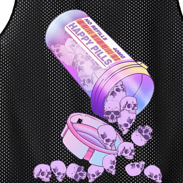 Happy Pills Pastel Goth Kawaii Yami Skull Otaku Mesh Reversible Basketball Jersey Tank