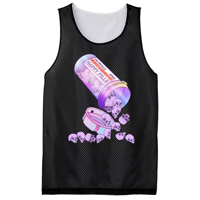 Happy Pills Pastel Goth Kawaii Yami Skull Otaku Mesh Reversible Basketball Jersey Tank