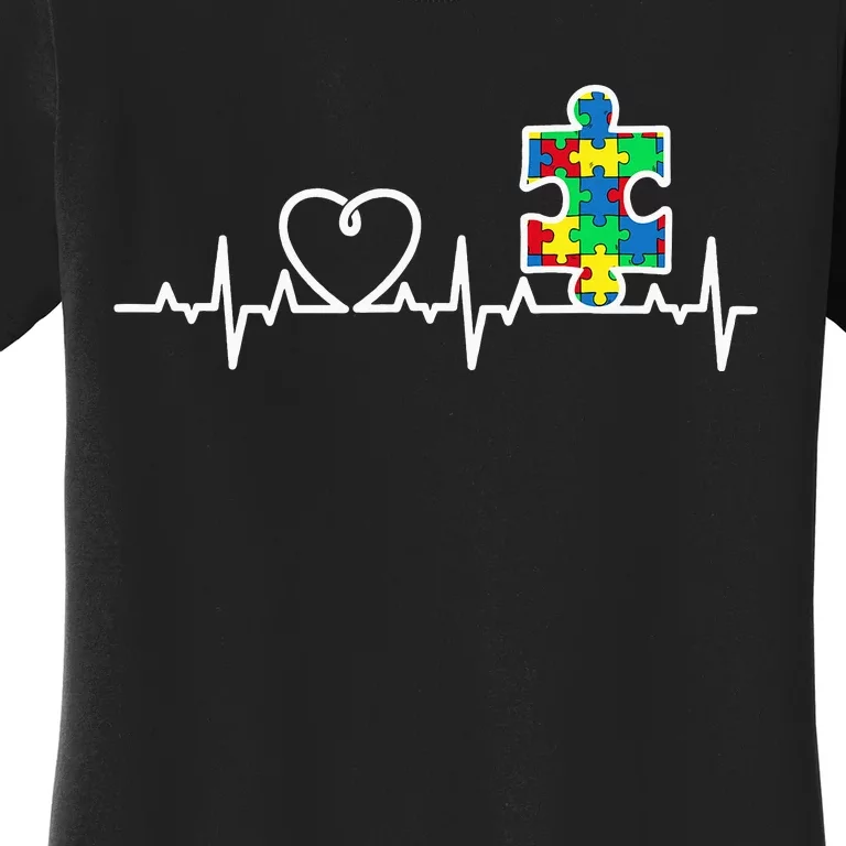 Heart Puzzle Piece Heartbeat Cool Autism Awareness Gift Women's T-Shirt