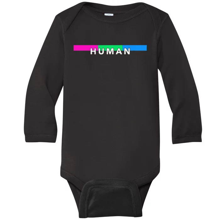 Human Polysexual Pride Month Multisexual LGBT Community Baby Long Sleeve Bodysuit