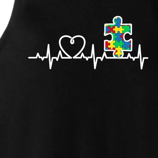 Heart Puzzle Piece Heartbeat Cool Autism Awareness Gift Ladies Tri-Blend Wicking Tank