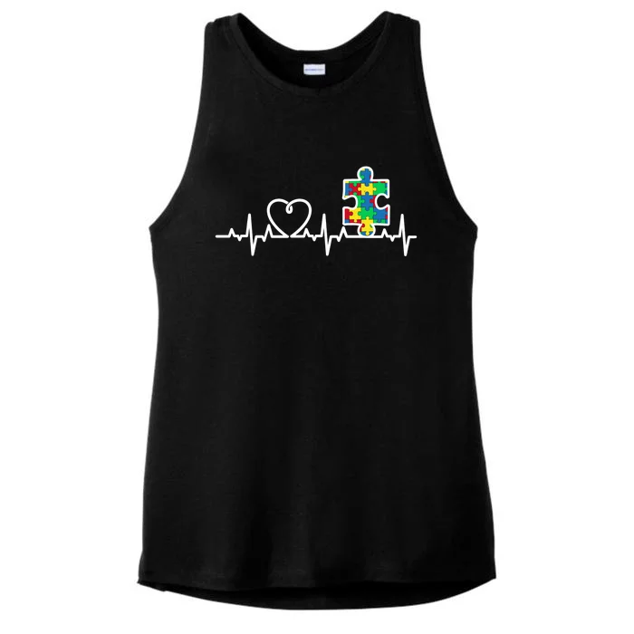 Heart Puzzle Piece Heartbeat Cool Autism Awareness Gift Ladies Tri-Blend Wicking Tank