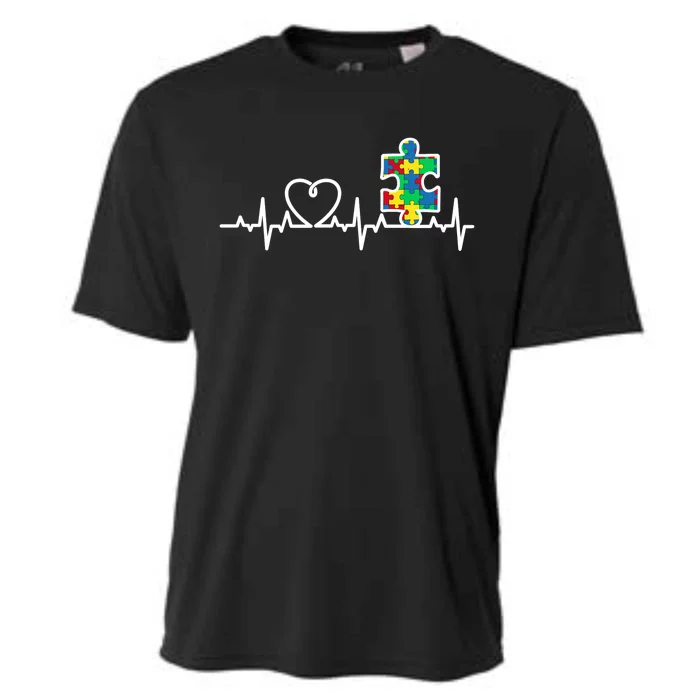 Heart Puzzle Piece Heartbeat Cool Autism Awareness Gift Cooling Performance Crew T-Shirt