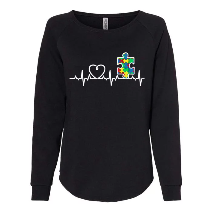 Heart Puzzle Piece Heartbeat Cool Autism Awareness Gift Womens California Wash Sweatshirt